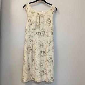 Moulinette Soeurs Cream Gold Floral Ruffle Hole Back Dress Sz 12